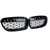 Set 2 Grile Grila Diamond Silver Nari Capota Compatibil cu BMW seria 5, F10 F11 F10 LCI F11 LCI 2010-2016